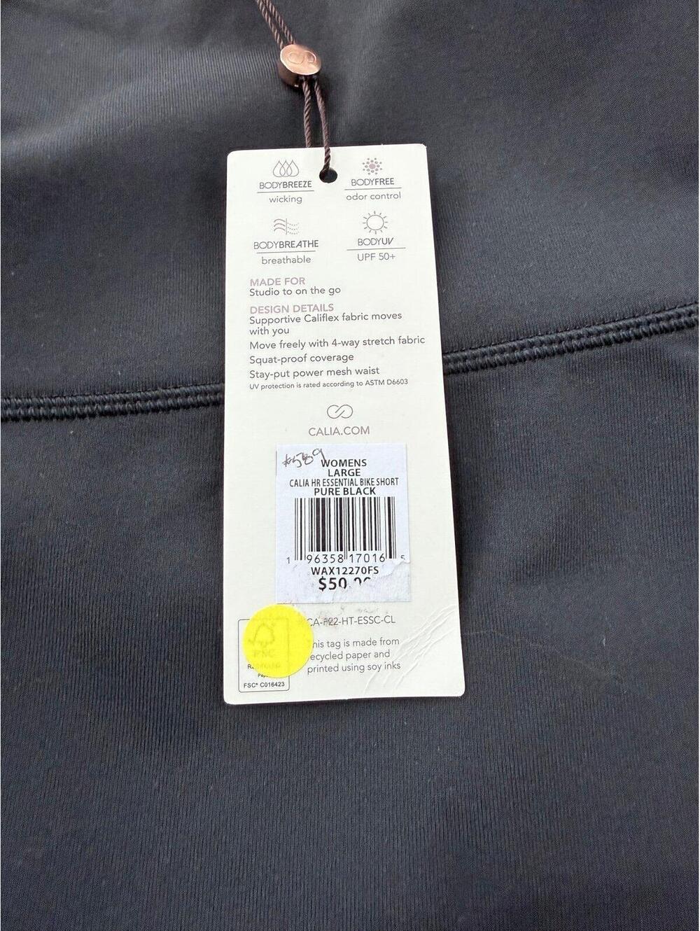 NWT CALIA by Carrie Underwood HR Essential Bike Short Large Black UPF 50+ - Picture 7 of 8